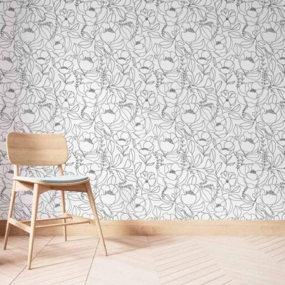 Papel de Parede Adesivo Floral Colorir N014033