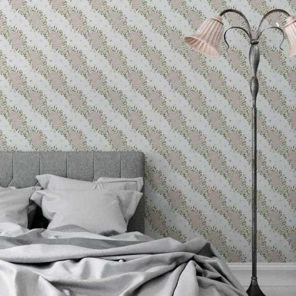 Papel de Parede Adesivo Floral com Poá Rosa Chá N05116