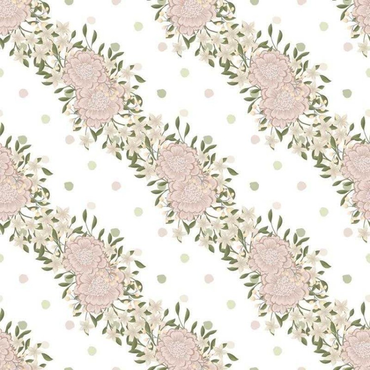 Papel de Parede Adesivo Floral com Poá Rosa Chá...
