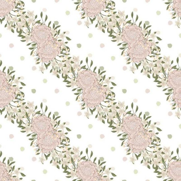 Papel de Parede Adesivo Floral com Poá Rosa Chá N05116