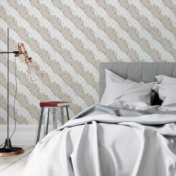 Papel de Parede Adesivo Floral com Poá Rosa Chá N05116