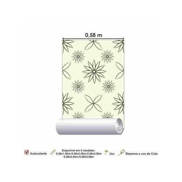 Papel de Parede Adesivo Floral Contorno 1264
