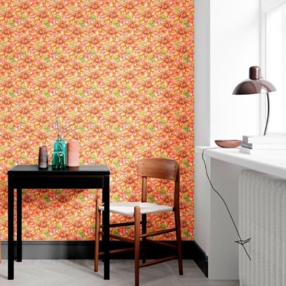 Papel de Parede Adesivo Floral Dálias N012147