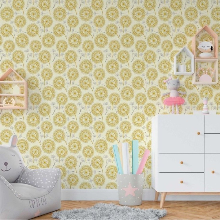 Papel de Parede Adesivo Floral Dente de Leão...