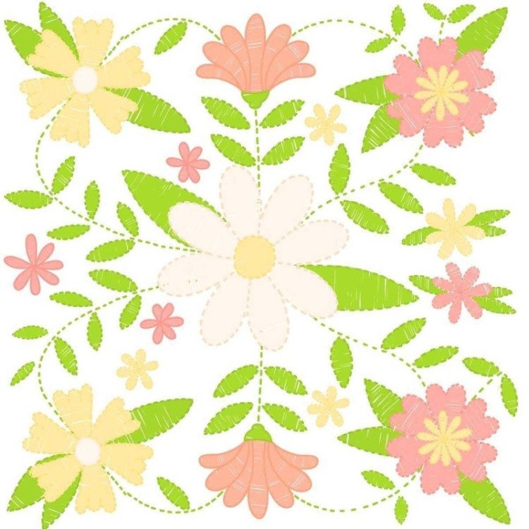 Papel de Parede Adesivo Floral Desenhado a Mão...