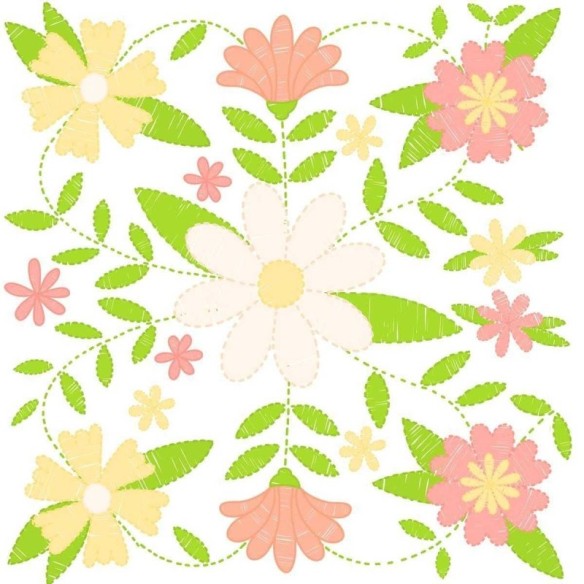 Papel de Parede Adesivo Floral Desenhado a Mão N05031