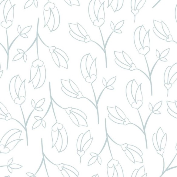 Papel de Parede Adesivo Floral em Linha Azul N08067