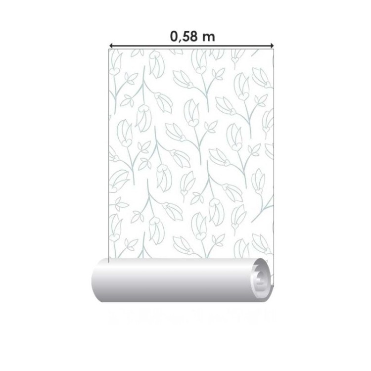 Papel de Parede Adesivo Floral em Linha Azul...