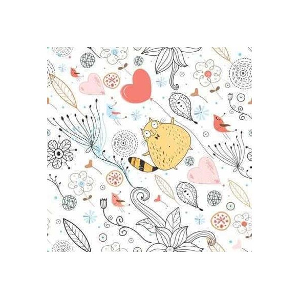 Papel de Parede Adesivo Floral Gatos 1303