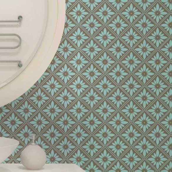 Papel de Parede Adesivo Floral Geométrico Azul 892247507