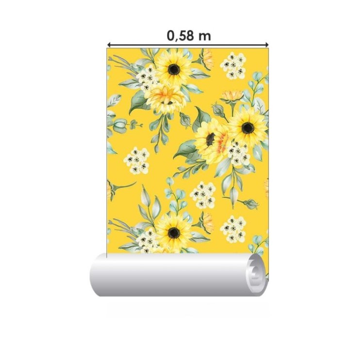 Papel de Parede Adesivo Floral Girassóis N018089
