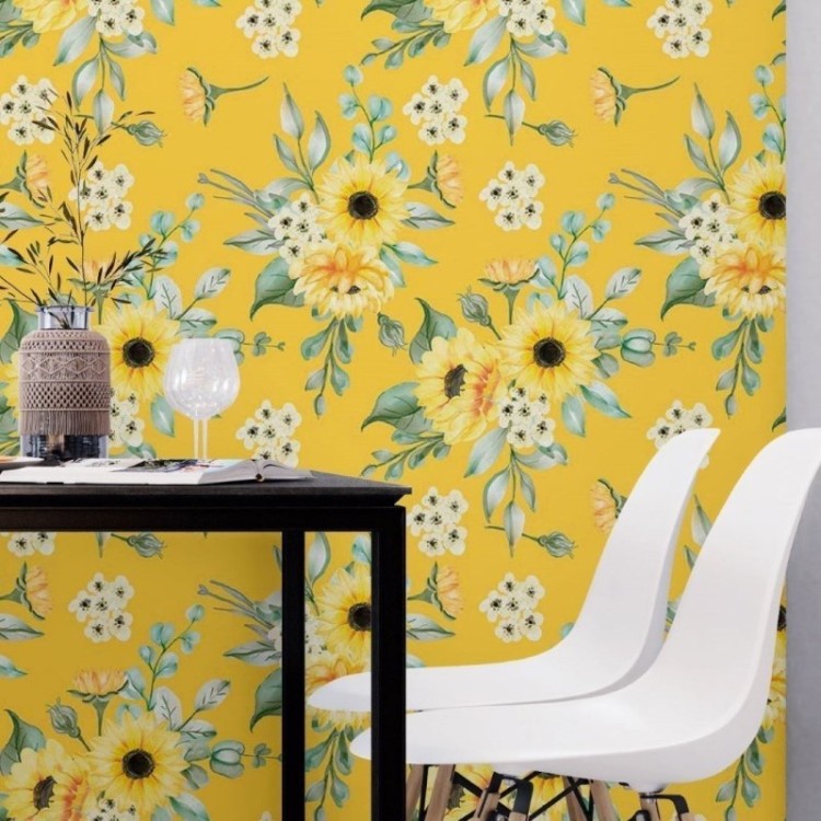 Papel de Parede Adesivo Floral Girassóis N018089