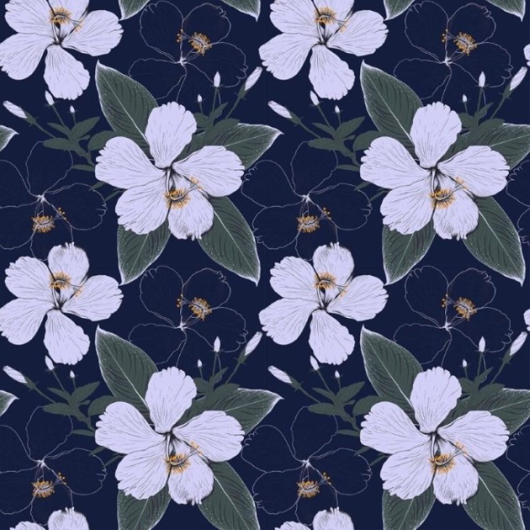 Papel de Parede Adesivo Floral Hibisco N012078