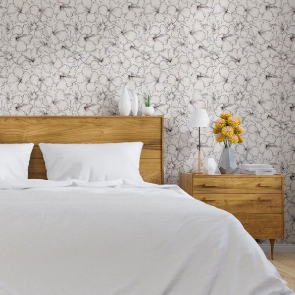 Papel de Parede Adesivo Floral Hibisco N013046