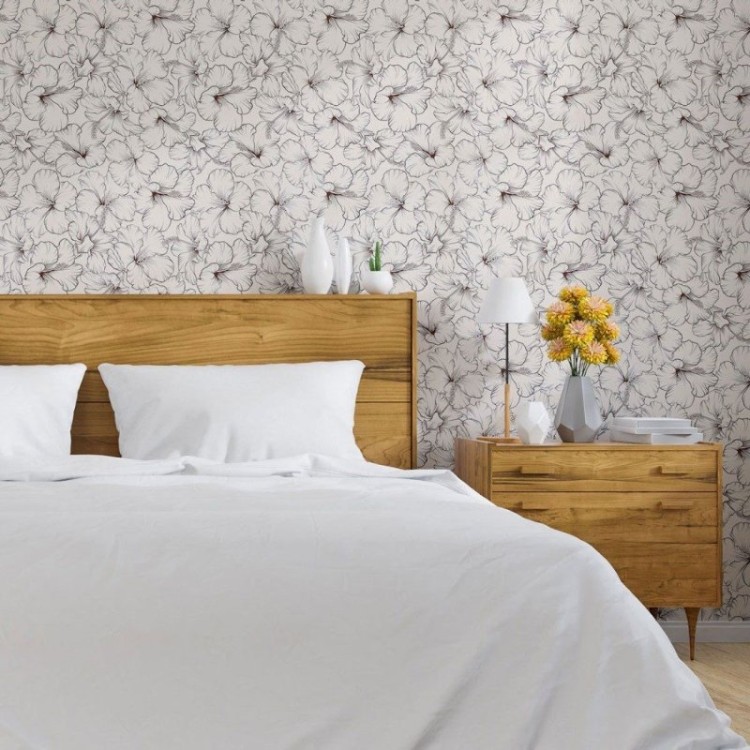 Papel de Parede Adesivo Floral Hibisco N013046