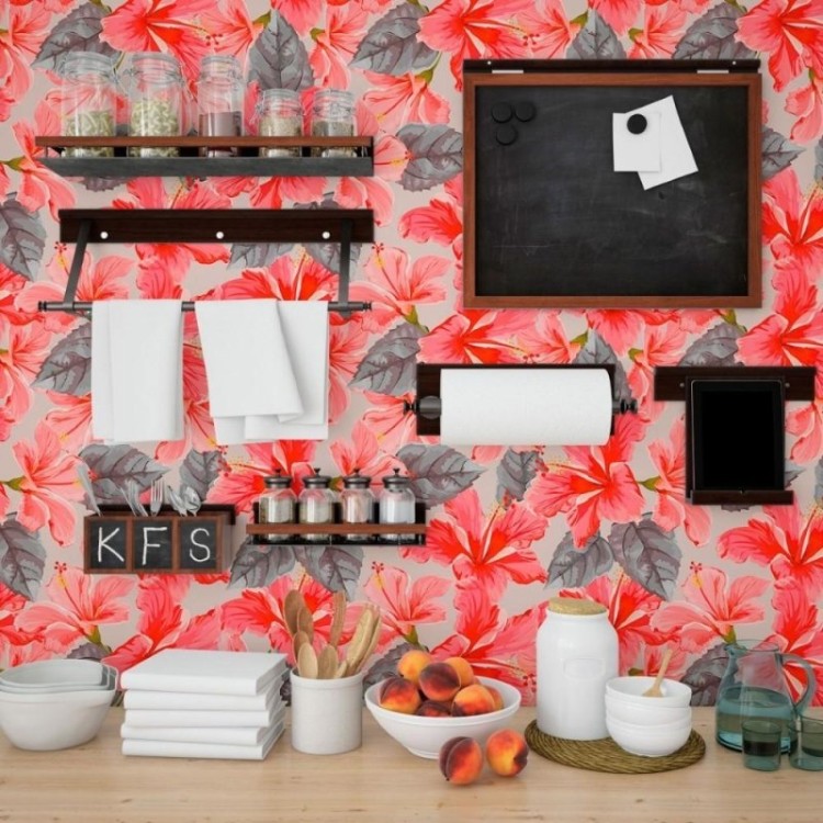 Papel de Parede Adesivo Floral Hibiscus N013132