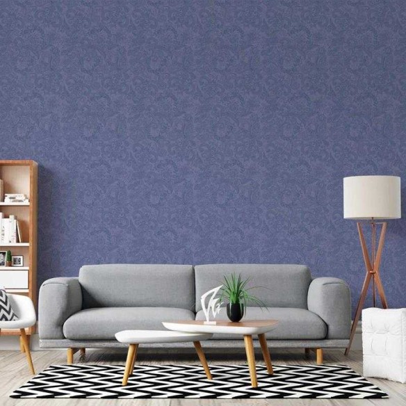 Papel de Parede Adesivo Floral Indiano Azul N05256