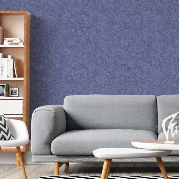 Papel de Parede Adesivo Floral Indiano Azul N05256
