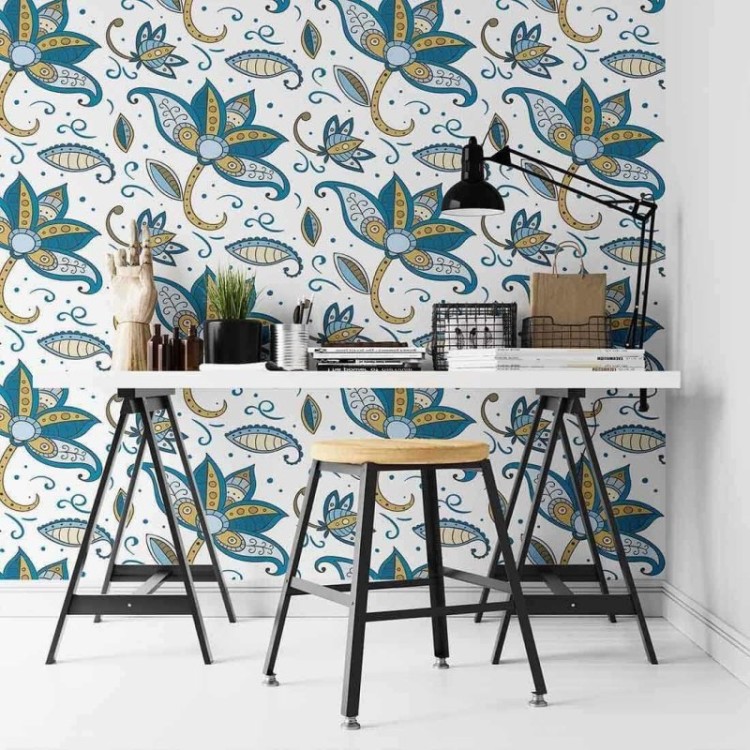 Papel de Parede Adesivo Floral Indiano N02109