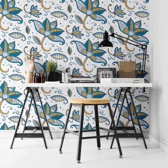Papel de Parede Adesivo Floral Indiano N02109