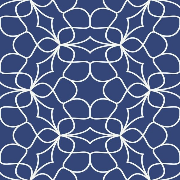 Papel de Parede Adesivo Abstrato  Azul e Branco N05300