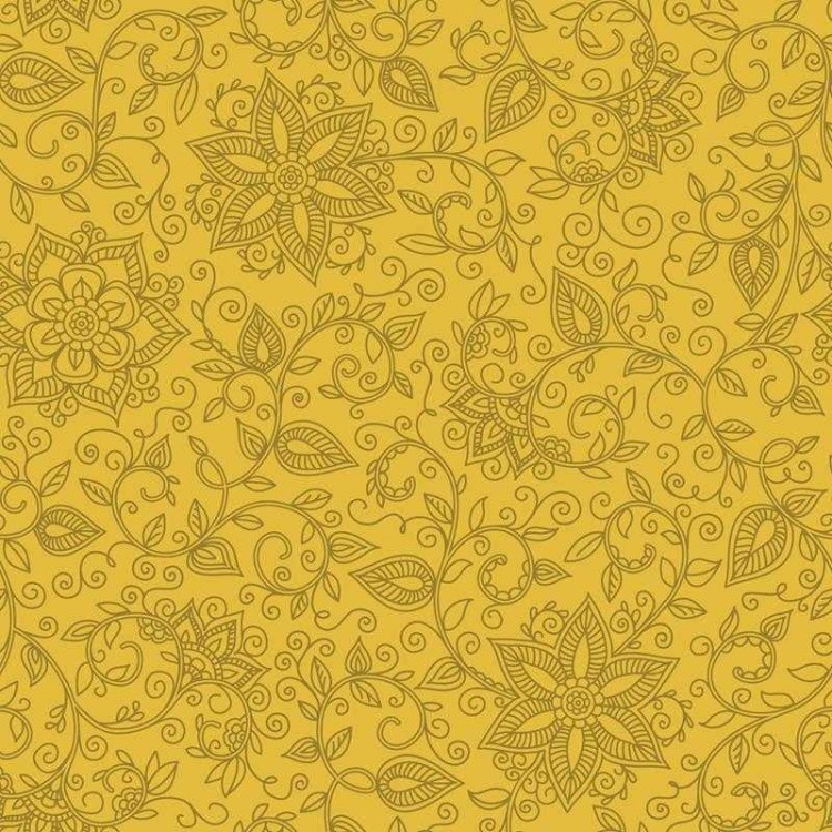 Papel de Parede Adesivo Floral Indoano Amarelo...