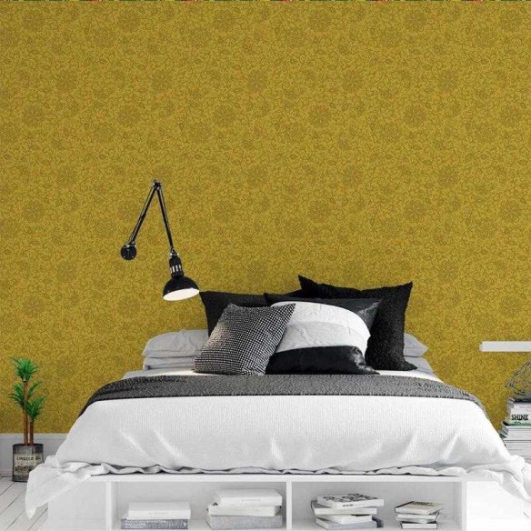 Papel de Parede Adesivo Floral Indoano Amarelo N05249