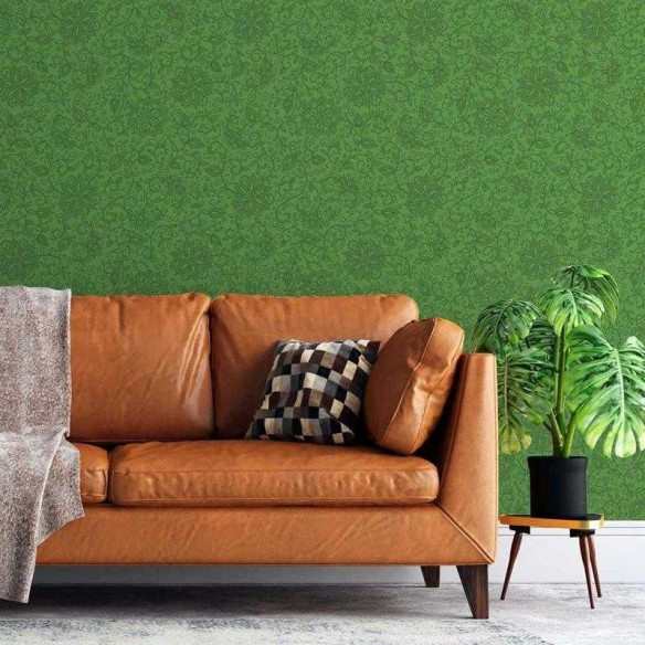 Papel de Parede Adesivo Floral Indoano Verde N05250