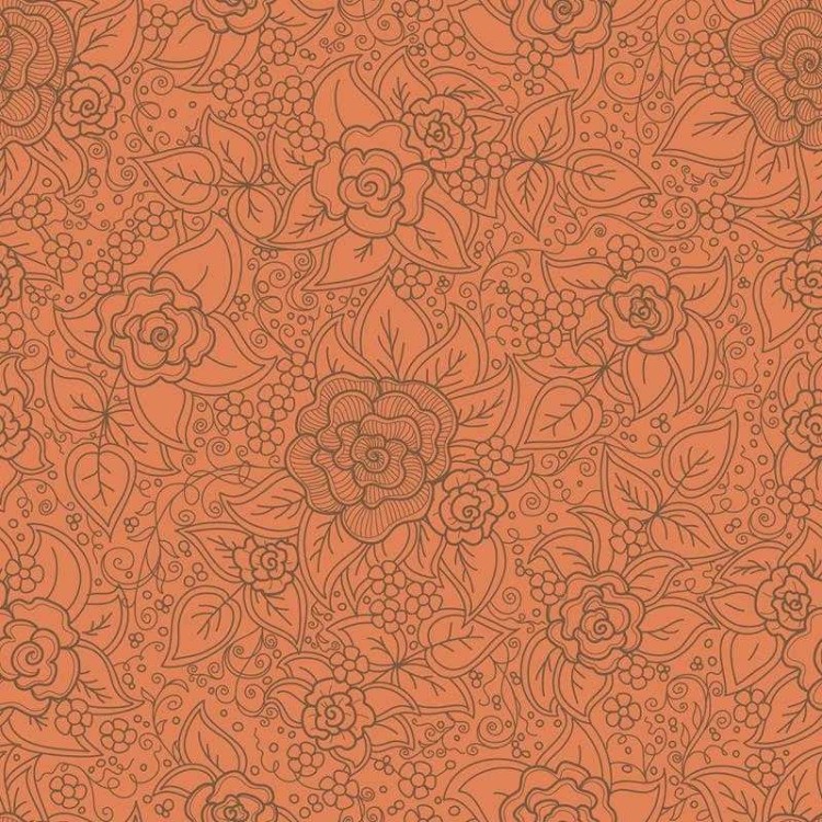 Papel de Parede Adesivo Floral Laranja N05254