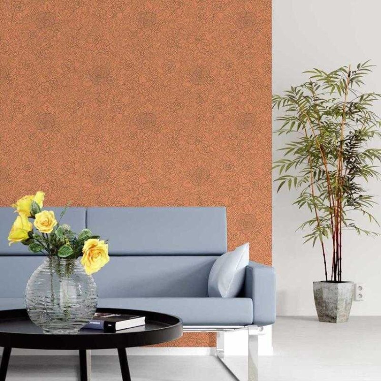 Papel de Parede Adesivo Floral Laranja N05254