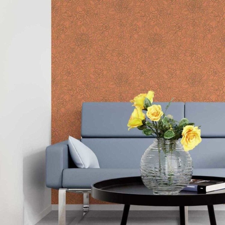 Papel de Parede Adesivo Floral Laranja N05254