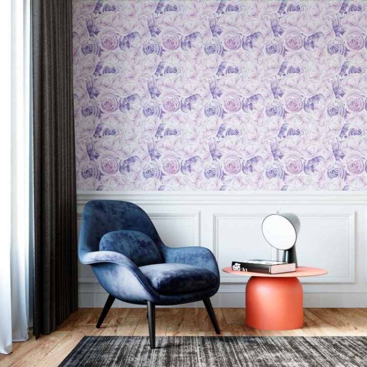 Papel de Parede Adesivo Floral Lilás N09301