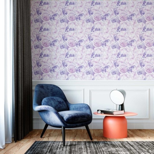 Papel de Parede Adesivo Floral Lilás N09301