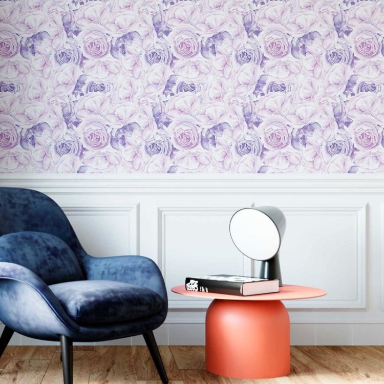 Papel de Parede Adesivo Floral Lilás N09301