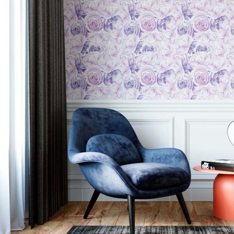 Papel de Parede Adesivo Floral Lilás N09301