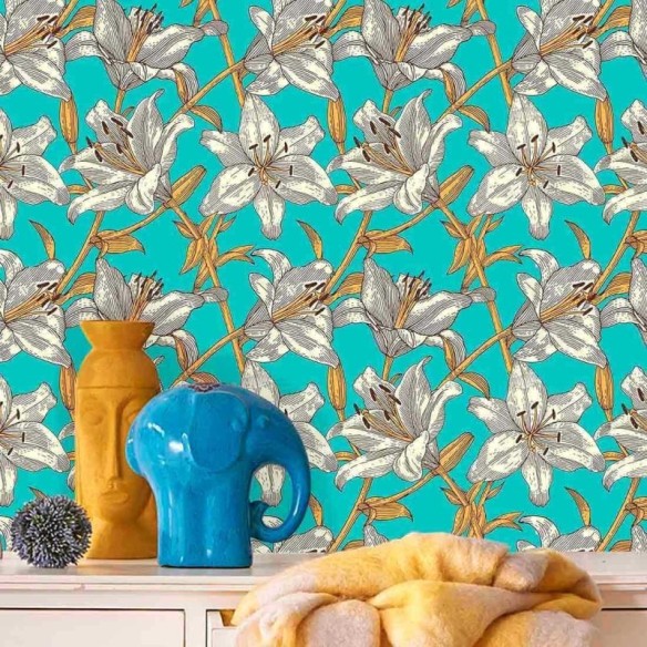 Papel de Parede Adesivo Floral Lírios 80701738