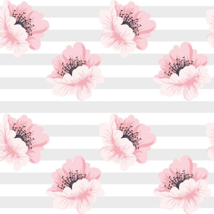 Papel de Parede Adesivo Floral Listrado N019083