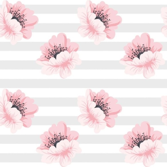 Papel de Parede Adesivo Floral Listrado N019083