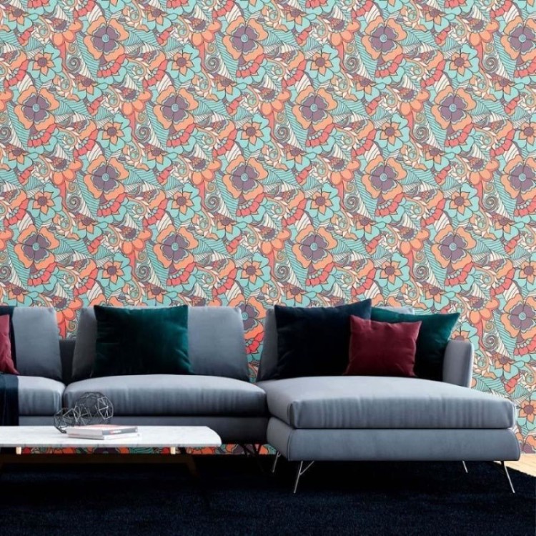 Papel de Parede Adesivo Floral Mandala N012042