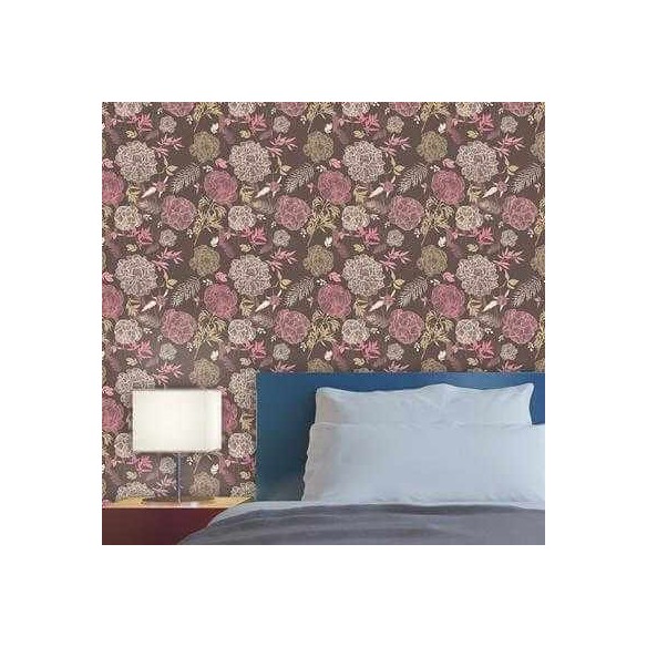 Papel de Parede Adesivo Floral Marrom 686