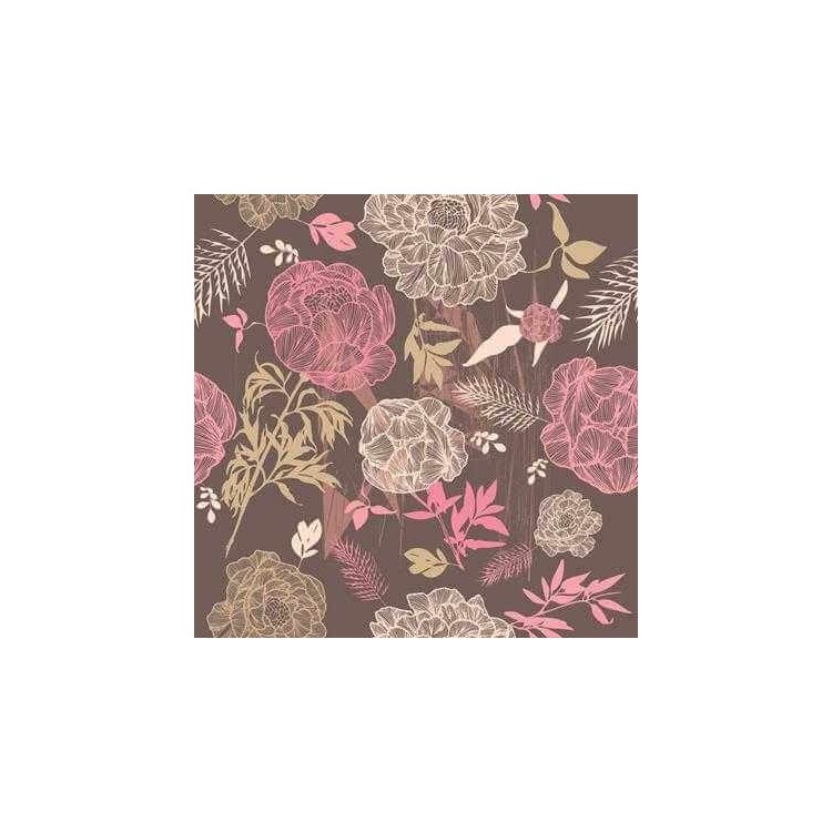 Papel de Parede Adesivo Floral Marrom 686