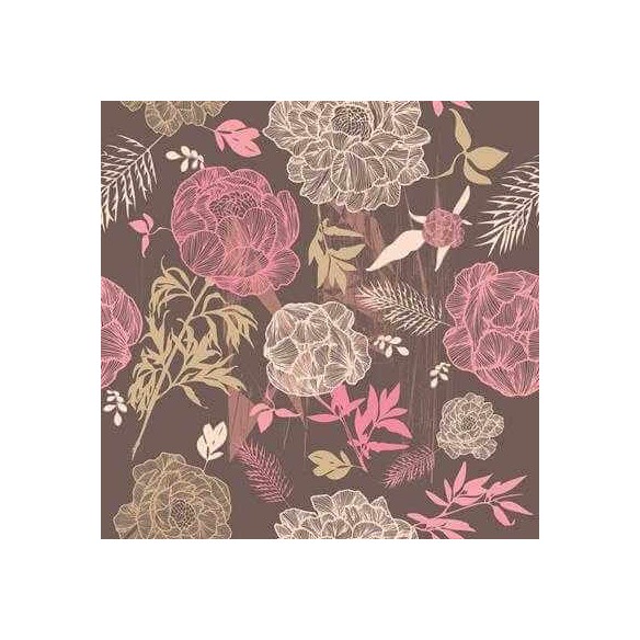 Papel de Parede Adesivo Floral Marrom 686