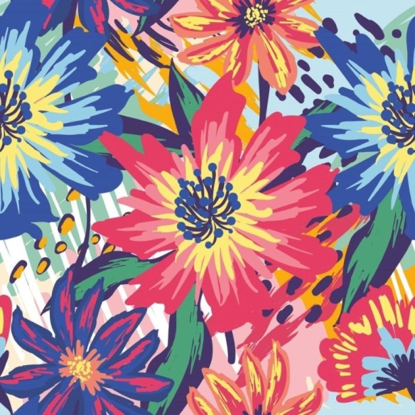 Papel de Parede Adesivo Floral Maxi Colorido N015095