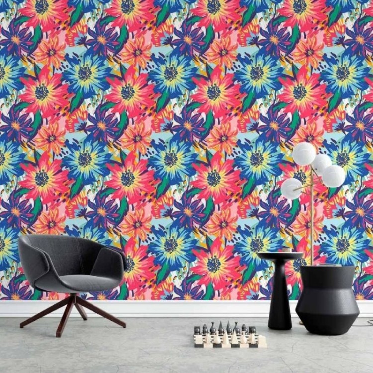 Papel de Parede Adesivo Floral Maxi Colorido...