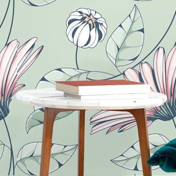 Papel de Parede Adesivo Floral Maxi Verde N017072
