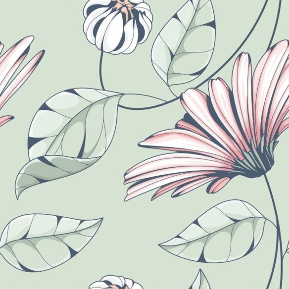 Papel de Parede Adesivo Floral Maxi Verde N017072