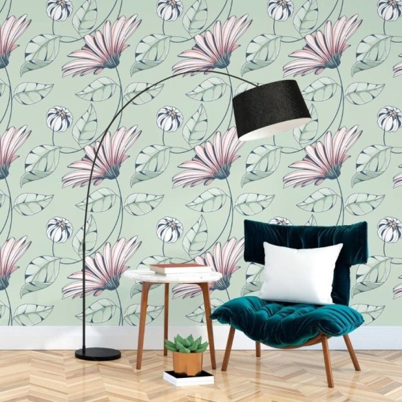 Papel de Parede Adesivo Floral Maxi Verde N017072