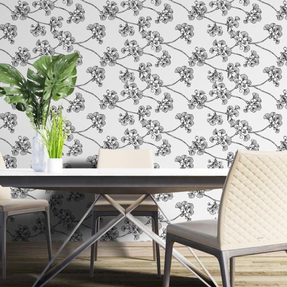 Papel de Parede Adesivo Floral Minimalista  N04160