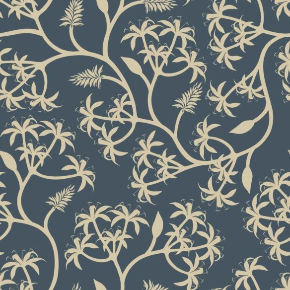 Papel de Parede Adesivo Floral Minimalista Azul e Bege N04278