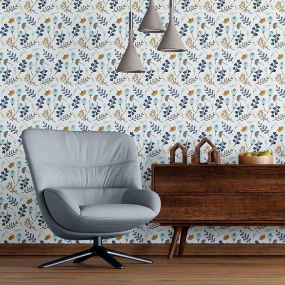 Papel de Parede Adesivo Floral Minimalista N09020
